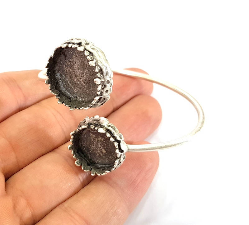 Bracelet Blanks Bangle Blanks Cuff Blanks Adjustable Bracelet Blank Antique Silver Plated Brass ( 20mm and 16mm Blanks ) G7805