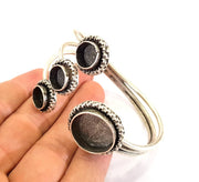 Bracelet Blanks Bangle Blanks Cuff Blanks Adjustable Bracelet Blank Antique Silver Plated Brass ( 20mm and 10mm Blanks ) G7812