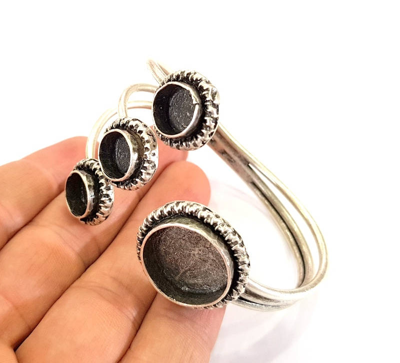 Bracelet Blanks Bangle Blanks Cuff Blanks Adjustable Bracelet Blank Antique Silver Plated Brass ( 20mm and 10mm Blanks ) G7812