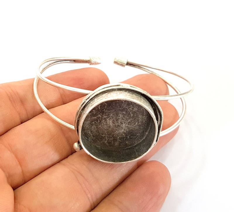 Bracelet Blanks Bangle Blanks Cuff Blanks Adjustable Bracelet Blank Antique Silver Plated Brass ( 24mm Blanks ) G7824