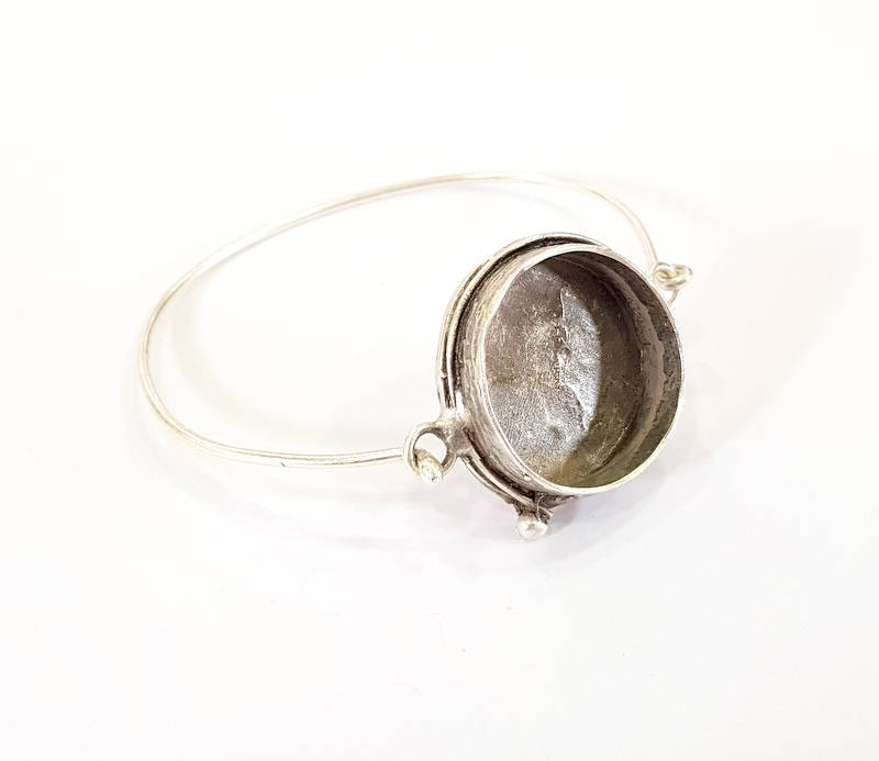 Bracelet Blanks Bangle Blanks Cuff Blanks Adjustable Bracelet Blank Antique Silver Plated Brass ( 24mm Blanks ) G7813