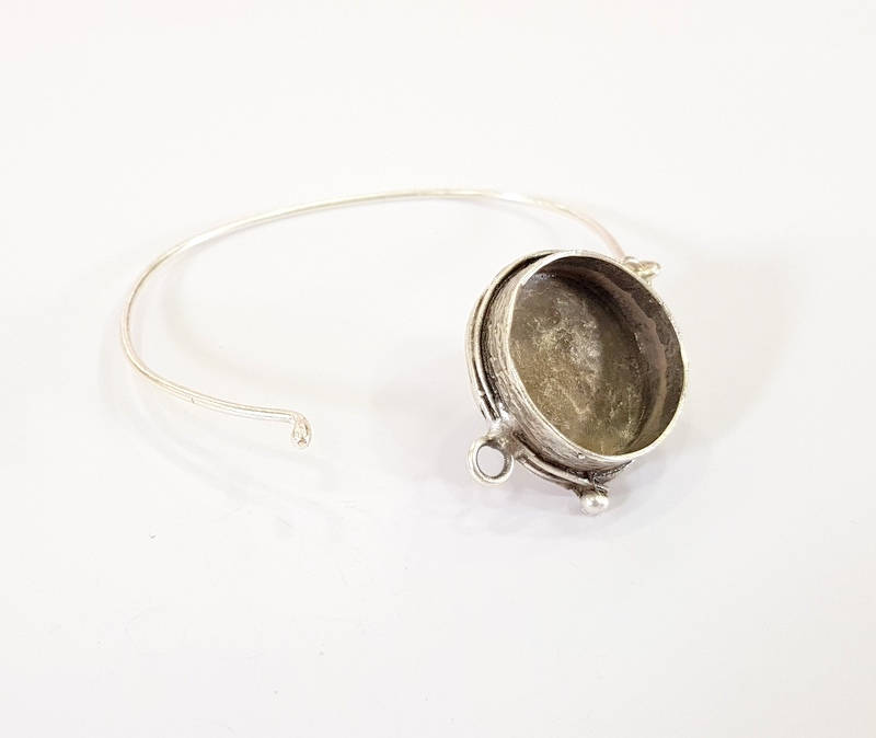 Bracelet Blanks Bangle Blanks Cuff Blanks Adjustable Bracelet Blank Antique Silver Plated Brass ( 24mm Blanks ) G7813
