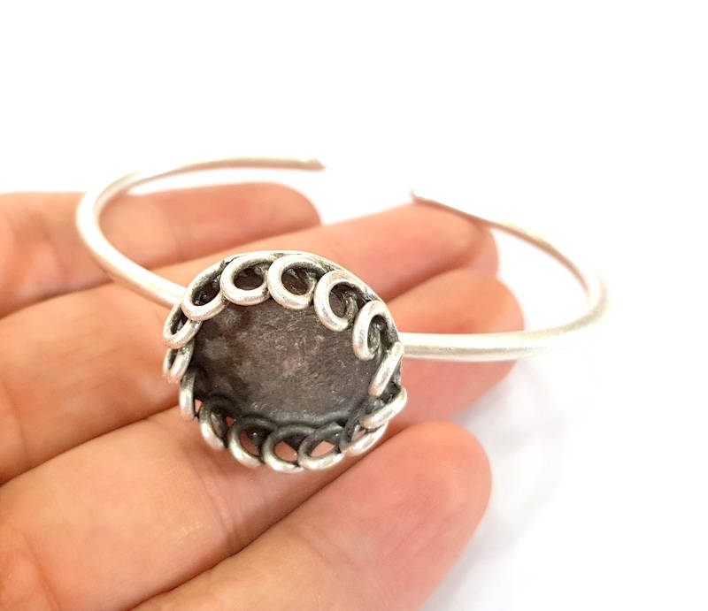 Bracelet Blanks Bangle Blanks Cuff Blanks Adjustable Bracelet Blank Antique Silver Plated Brass ( 16mm Blanks ) G7825