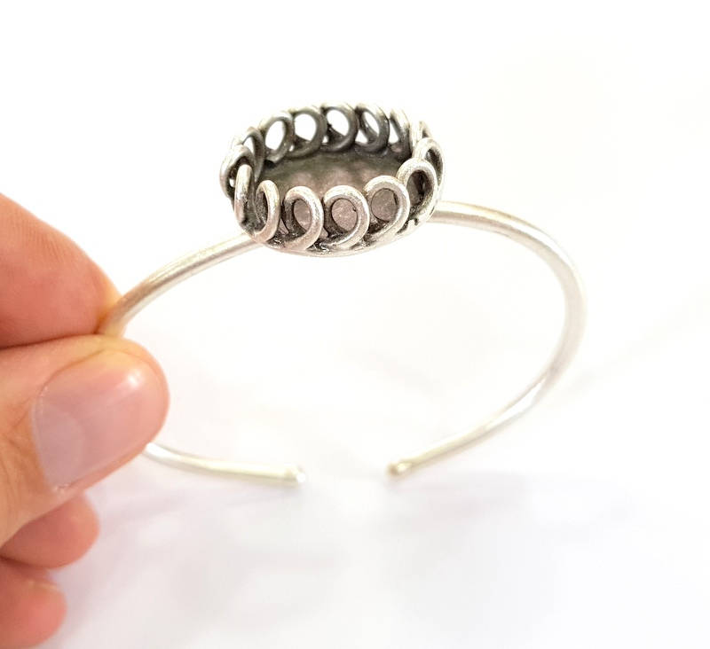 Bracelet Blanks Bangle Blanks Cuff Blanks Adjustable Bracelet Blank Antique Silver Plated Brass ( 16mm Blanks ) G7825