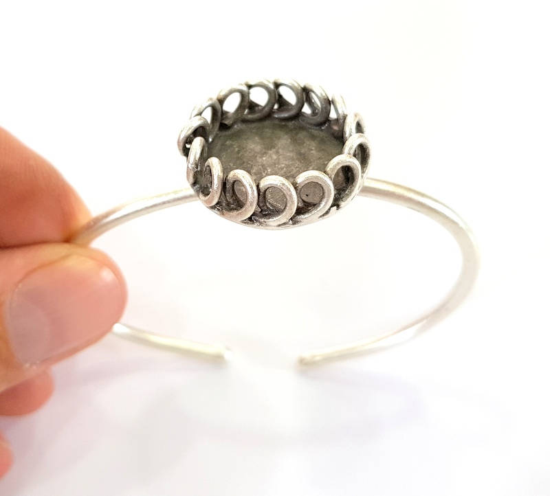 Bracelet Blanks Bangle Blanks Cuff Blanks Adjustable Bracelet Blank Antique Silver Plated Brass ( 16mm Blanks ) G7825