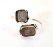 Bracelet Blanks Bangle Blanks Cuff Blanks Adjustable Bracelet Blank Antique Silver Plated Brass ( 25x18mm and 20x20mm Blanks ) G7829