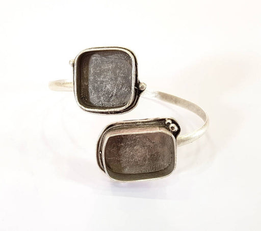 Bracelet Blanks Bangle Blanks Cuff Blanks Adjustable Bracelet Blank Antique Silver Plated Brass ( 25x18mm and 20x20mm Blanks ) G7829