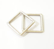 5 Silver Square Connector Pendant Antique Silver Plated Geometric Pendants (23mm) G7831