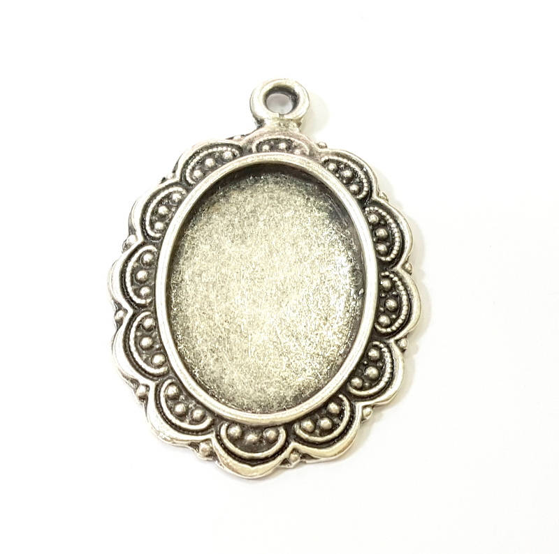 Silver Pendant Antique Silver Plated Pendant Blank (24x17mm) G8218