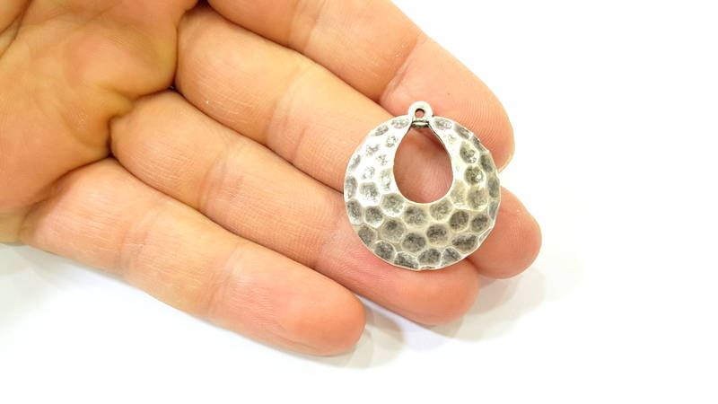 2 Silver Pendant Antique Silver Plated Pendant (25x23mm) G7835