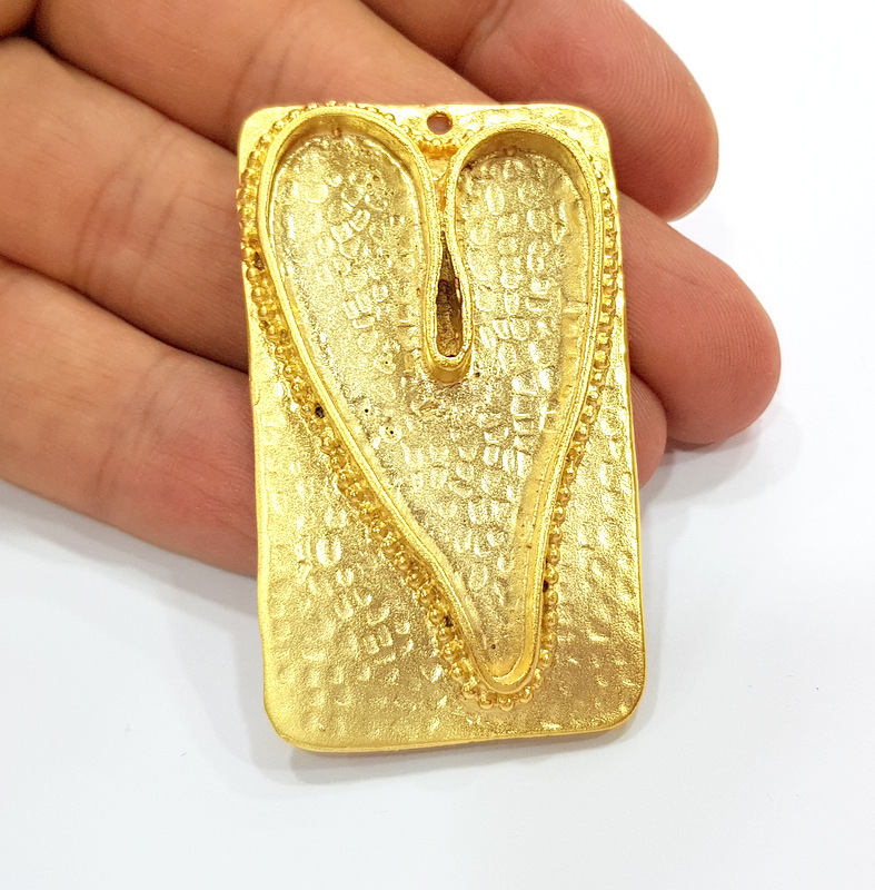 Gold Pendant Blank Base Setting Necklace Blank Resin Blank Heart Mountings Gold Plated Brass G7840