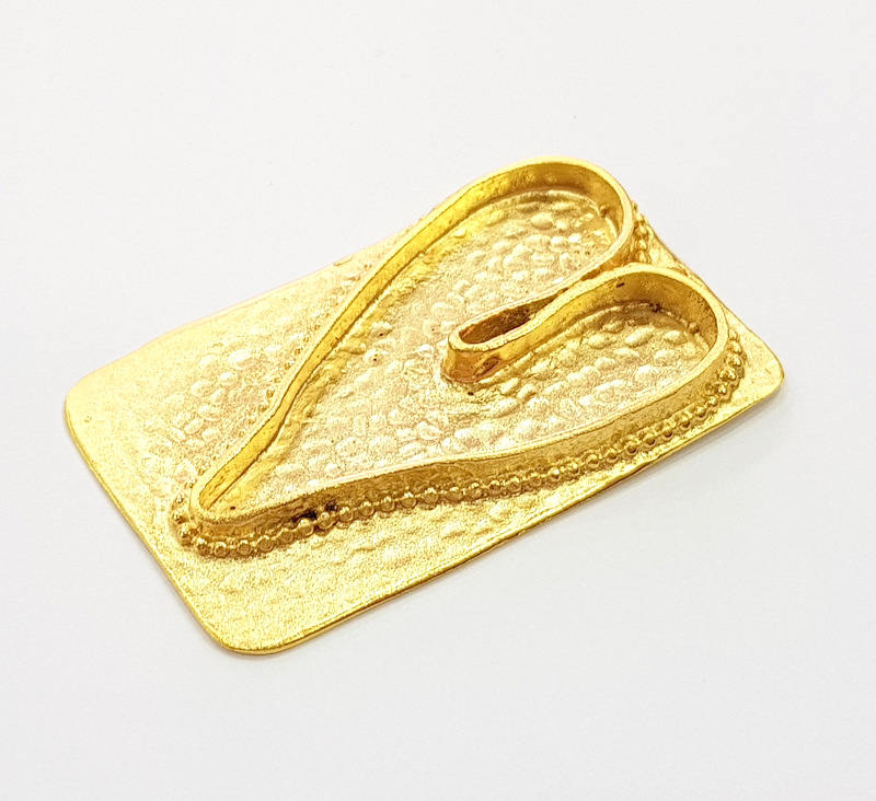 Gold Pendant Blank Base Setting Necklace Blank Resin Blank Heart Mountings Gold Plated Brass G7840