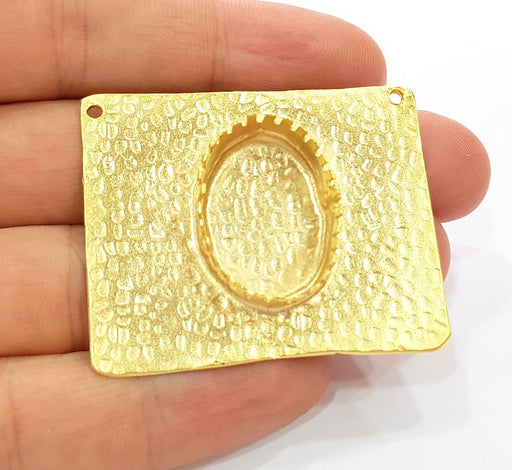 Gold Pendant Blank Base Setting Necklace Blank Resin Blank Mountings Gold Plated Brass G7841