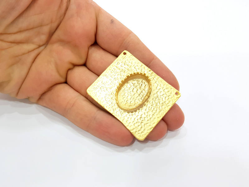 Gold Pendant Blank Base Setting Necklace Blank Resin Blank Mountings Gold Plated Brass G7841