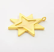 Gold Pendant Blank Base Setting Necklace Blank Resin Blank Mountings Gold Plated Brass G7844