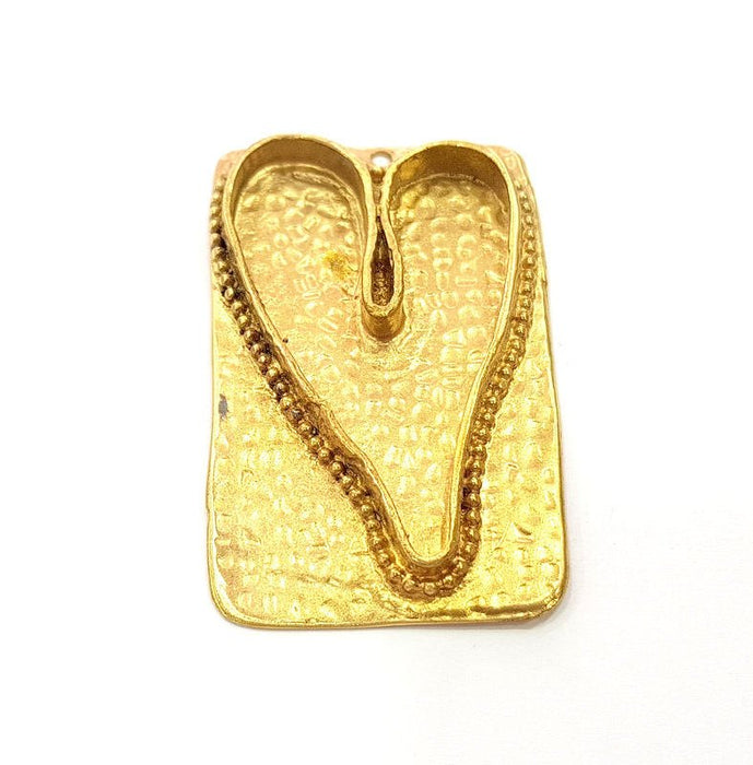 Raw Brass Pendant Blank Bezel Settings Base Blank Heart Mountings Necklace Blank Cabochon Base G7846