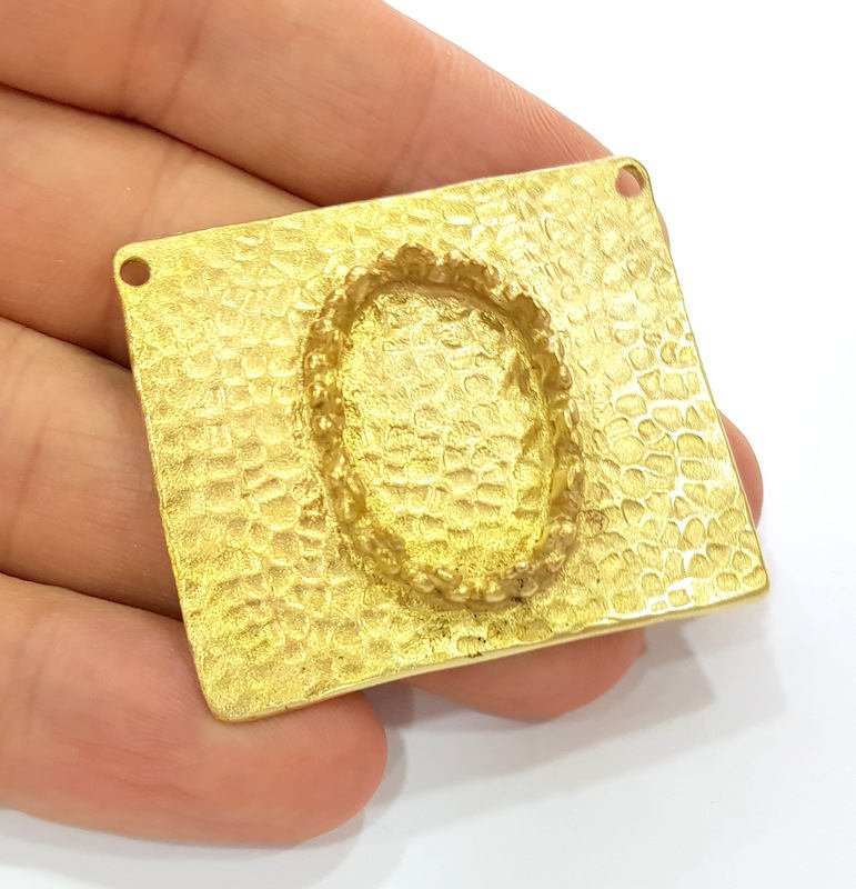 Raw Brass Pendant Blank Bezel Settings Base Blank Mountings Necklace Blank Cabochon Base G7848