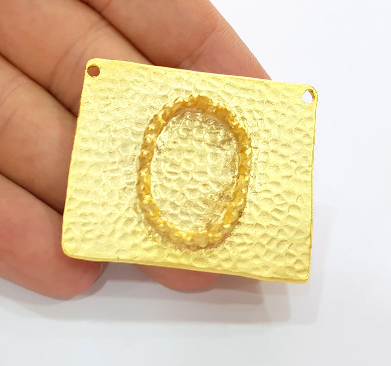 Gold Pendant Blank Base Setting Necklace Blank Resin Blank Mountings Gold Plated Brass G7850