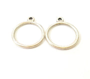 20 Silver Circle Charm Connector Antique Silver Plated Round Connector (17mm) G7851