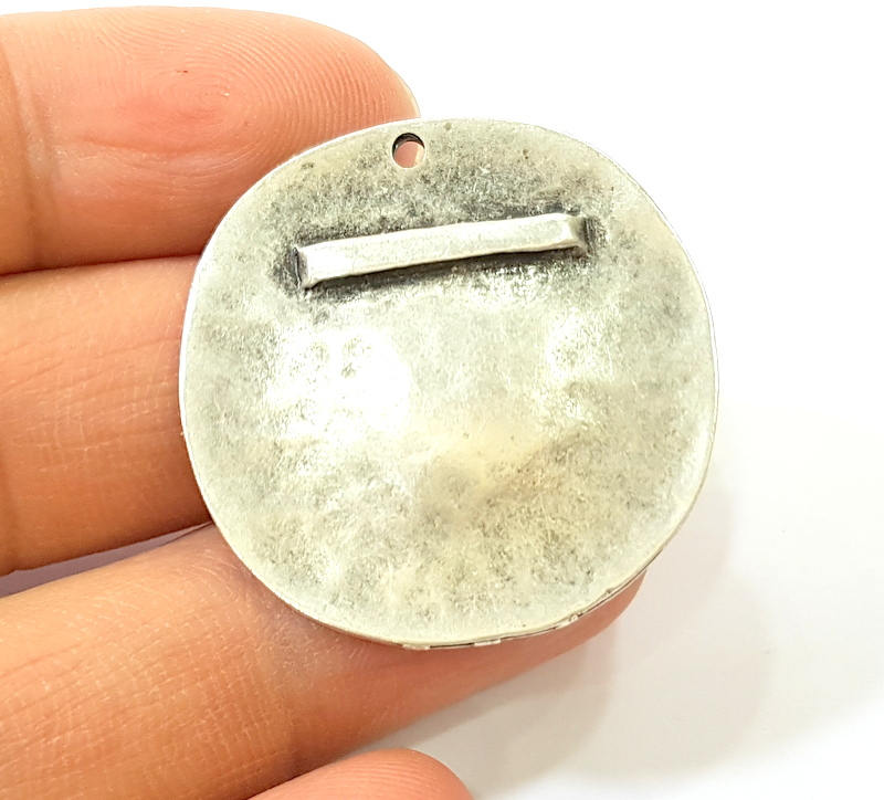 Silver Pendant Antique Silver Plated Pendants (36mm)  G7854