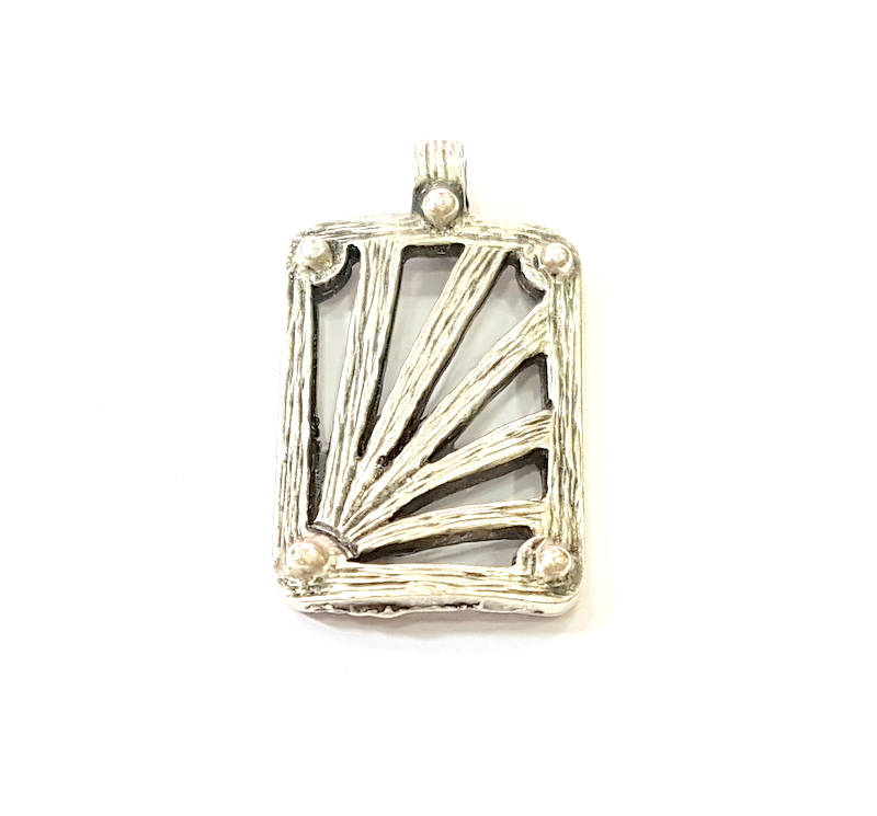 2 Silver Pendant Antique Silver Plated Pendants (36x20mm)  G7858