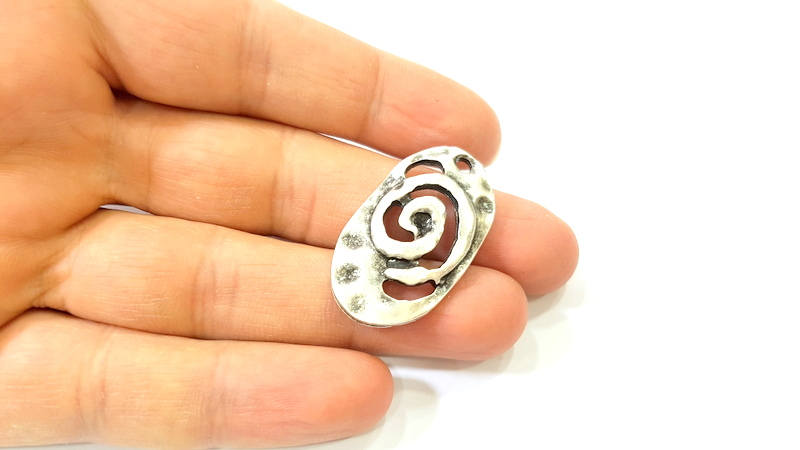 2 Silver Pendant Antique Silver Plated Pendants (36x20mm)  G7859