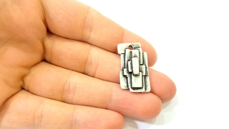 2 Silver Pendant Antique Silver Plated Pendants (29x17mm)  G7861