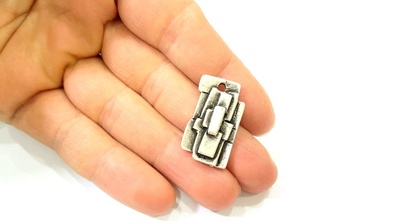 2 Silver Pendant Antique Silver Plated Pendants (29x17mm)  G7861