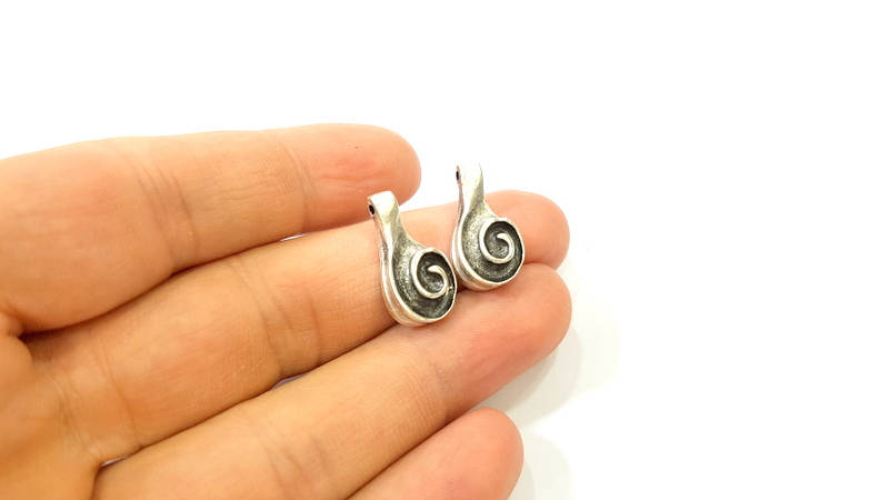 2 Silver Charms Antique Silver Plated Charms (21x11mm)  G7862