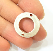 5 Silver Circle Connector Antique Silver Plated Hammered Round Connector (23mm) G12293