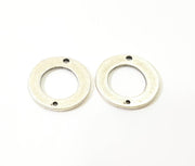 5 Silver Circle Connector Antique Silver Plated Hammered Round Connector (23mm) G12293