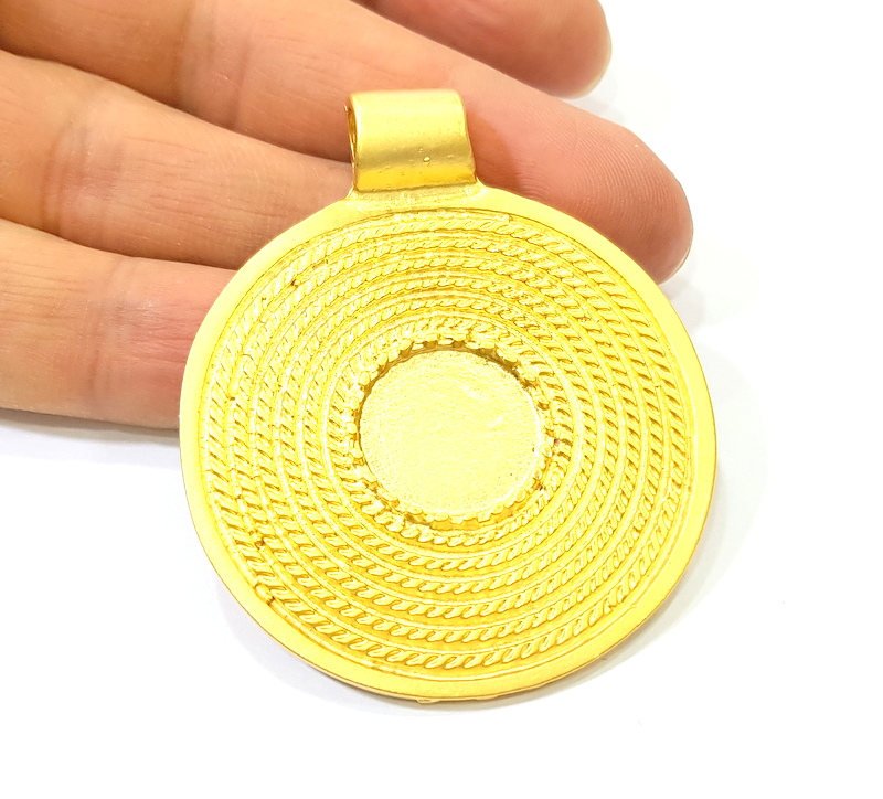 Gold Pendant Blank Pendants Gold Plated Pendant (51mm)  G7864