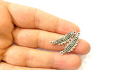 10 Silver Leaf Charms Antique Silver Plated Connector (30x6mm)  G7865
