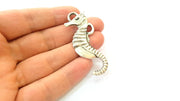 2 Silver Seahorse Pendant Antique Silver Plated Pendants (59x21mm)  G7873
