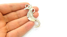 2 Silver Seahorse Pendant Antique Silver Plated Pendants (59x21mm)  G7873