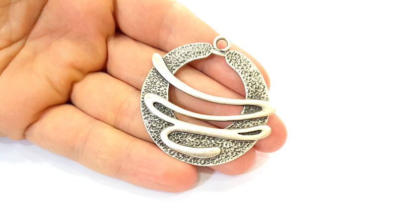 Silver Pendant Antique Silver Plated Pendants (52mm)  G7877