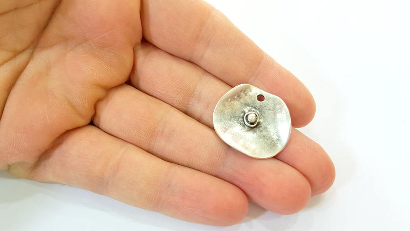 4 Silver Charms Antique Silver Plated Charms  (26x24mm) G8285