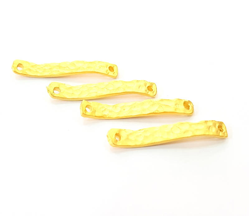 10 Gold Hammered Connector Gold Plated Connector (27x3mm) G7886