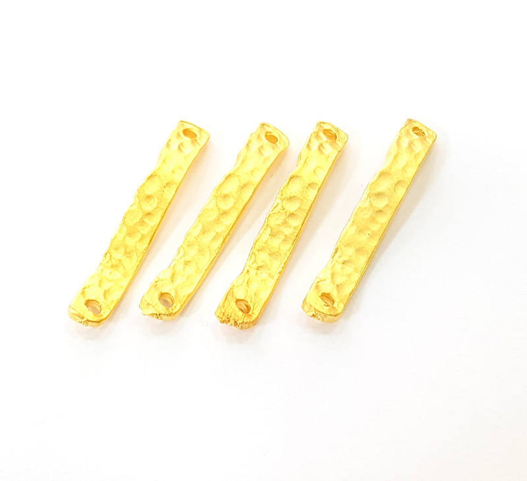 10 Gold Hammered Connector Gold Plated Connector (27x3mm) G7886