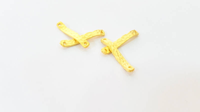 10 Gold Hammered Connector Gold Plated Connector (27x3mm) G7886