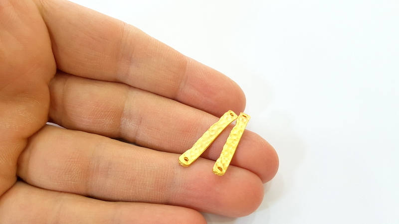 10 Gold Hammered Connector Gold Plated Connector (27x3mm) G7886