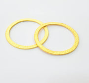 2 Gold Hammered Circle Charm Pendant Gold Plated Circle (28mm)  G7888