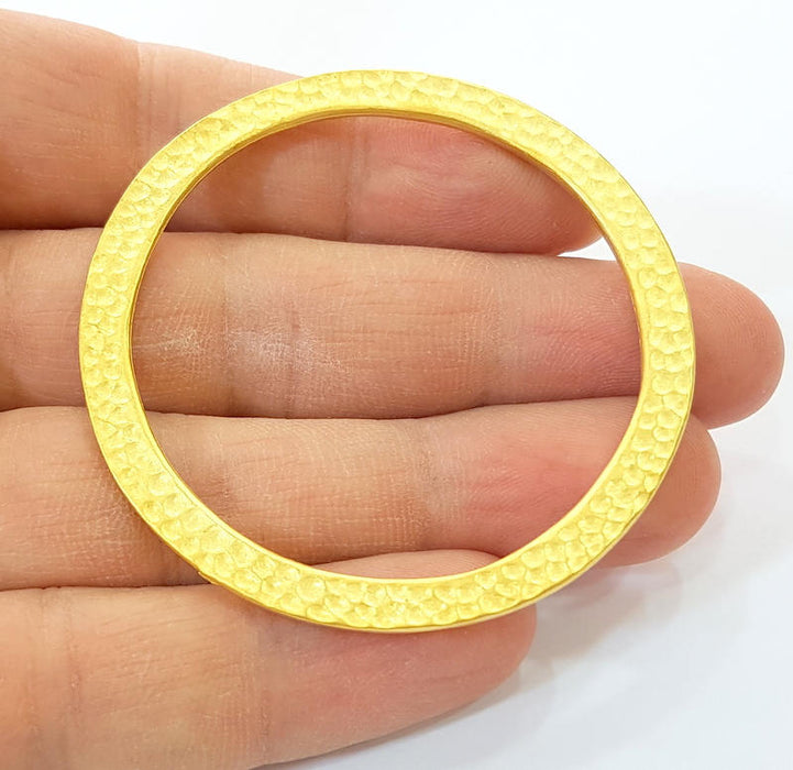 2 Large Circle  Findings Gold Hammered Circle Gold Plated Circle (58mm)  G7889