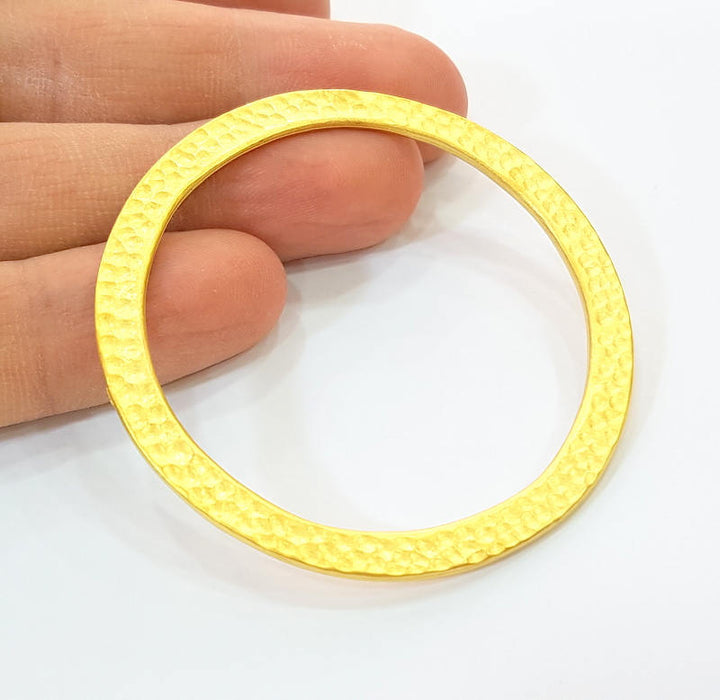 2 Large Circle  Findings Gold Hammered Circle Gold Plated Circle (58mm)  G7889