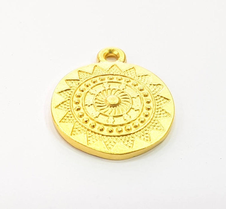 2 Gold Charm Ethnic Charm Tribal Charms Gold Plated Charms  (21mm)  G8305