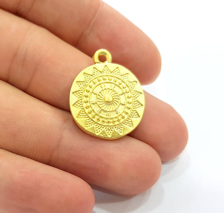 2 Gold Charm Ethnic Charm Tribal Charms Gold Plated Charms  (21mm)  G8305