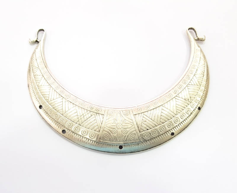 Large Pendant Antique Silver Plated Pendant Collar Pendant  (145x32mm)  G8306