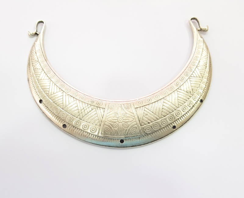 Large Pendant Antique Silver Plated Pendant Collar Pendant  (145x32mm)  G8306