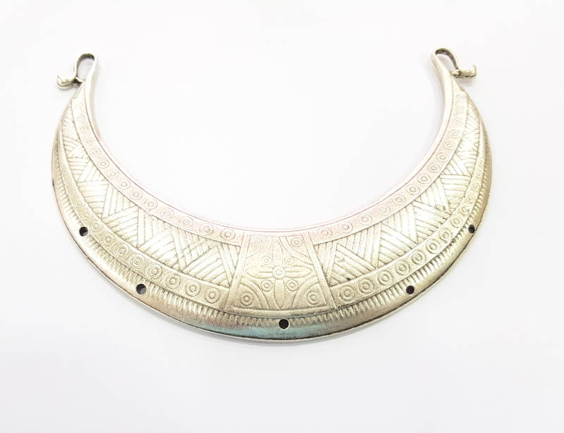 Large Pendant Antique Silver Plated Pendant Collar Pendant  (145x32mm)  G8306
