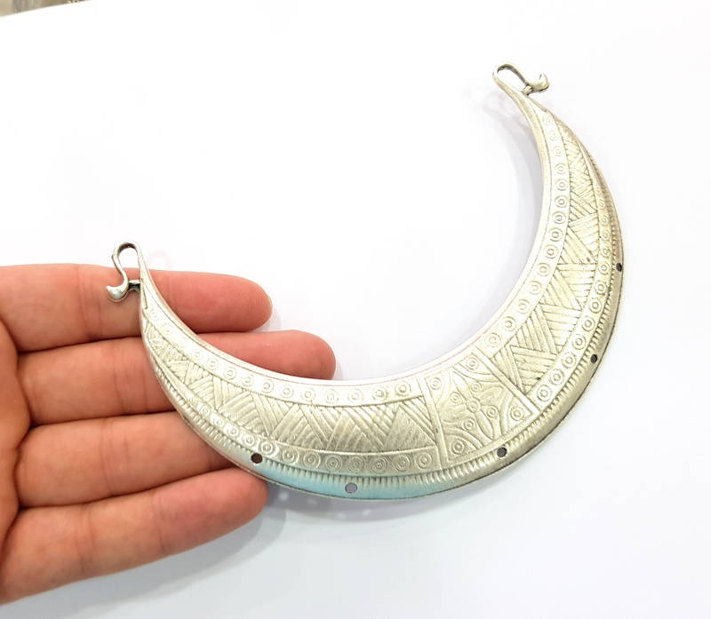 Large Pendant Antique Silver Plated Pendant Collar Pendant  (145x32mm)  G8306